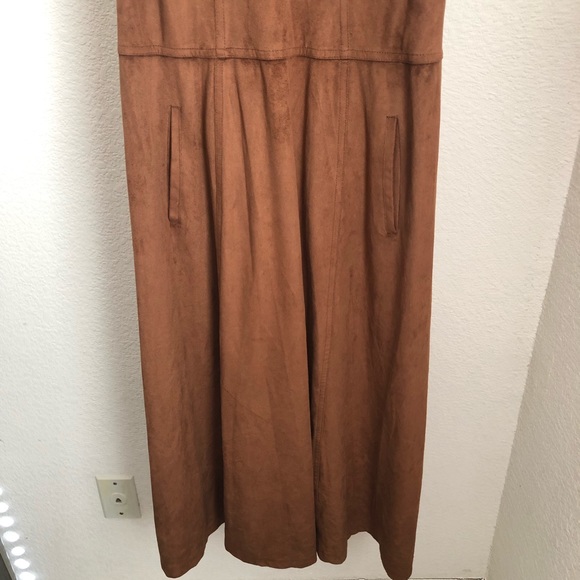 Karen Alexander Boston Proper Brown Suede Dress w/ Turquoise Stones Size 10 - Picture 3 of 14